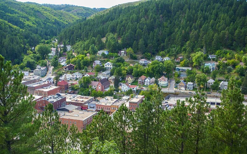 an image of Deadwood, SD from above