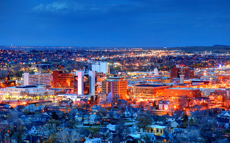 Photo of Rapid City SD from above at night